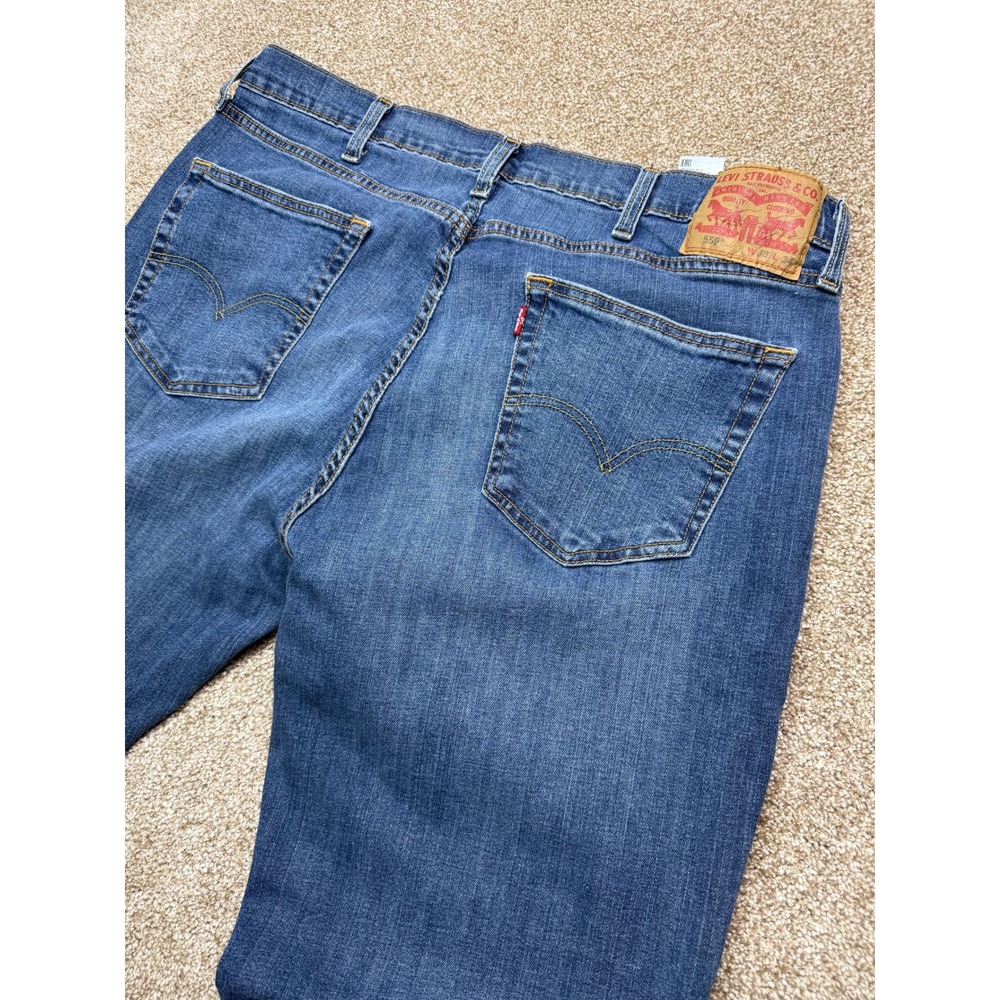 Levis 559 Relaxed Straight Jeans Mens 38x34 Medium Wash Blue Denim Dad Core Tall